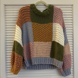 Entro Colorful Patchwork Knit Sweater